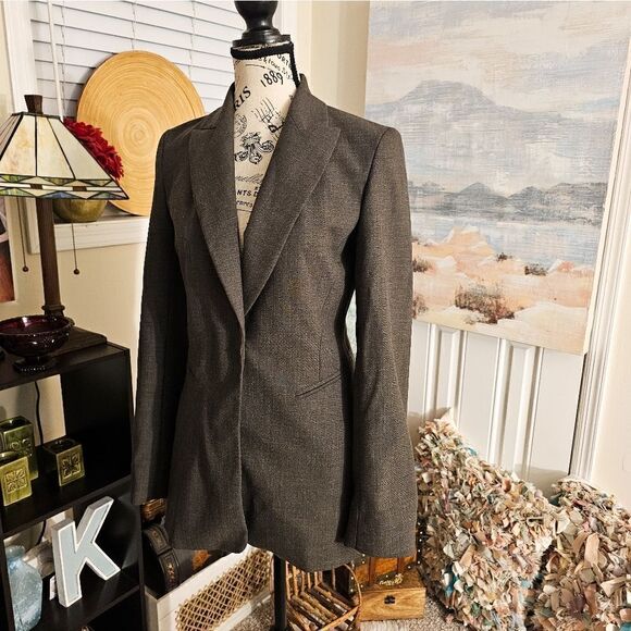 Zara Woman Dark Grey Business Casual One Button Contemporary Blazer Jacket. - Picture 11 of 13